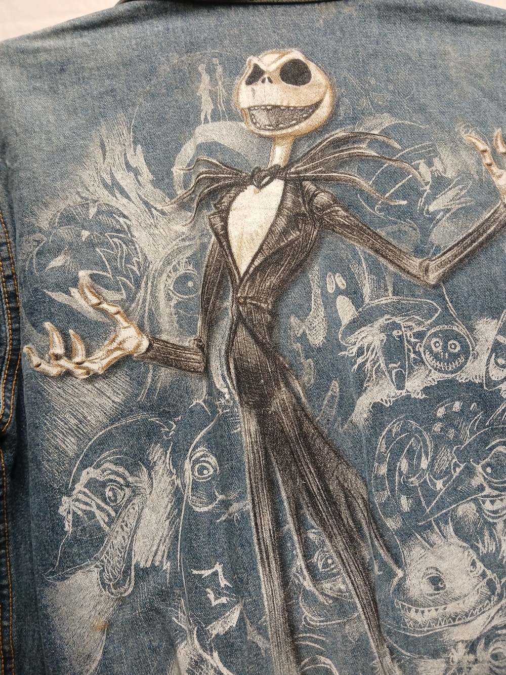Disney STUDIO Collection Blue Denim Jacket with Jack Skellington Back Art - Picture 2 of 8